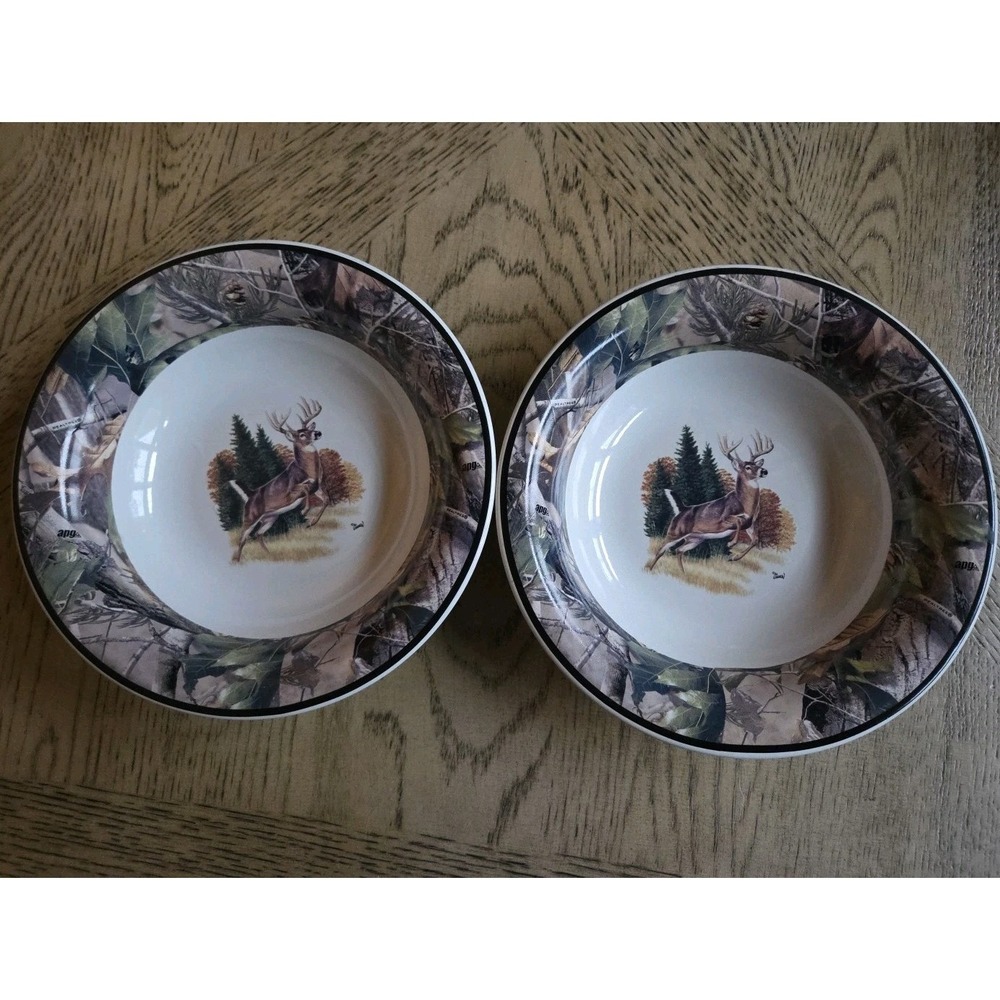 Bass Pro Shops Dinnerware Deer Bowls Camouflage Deer Bowls Lot Of 2 Al Agnew